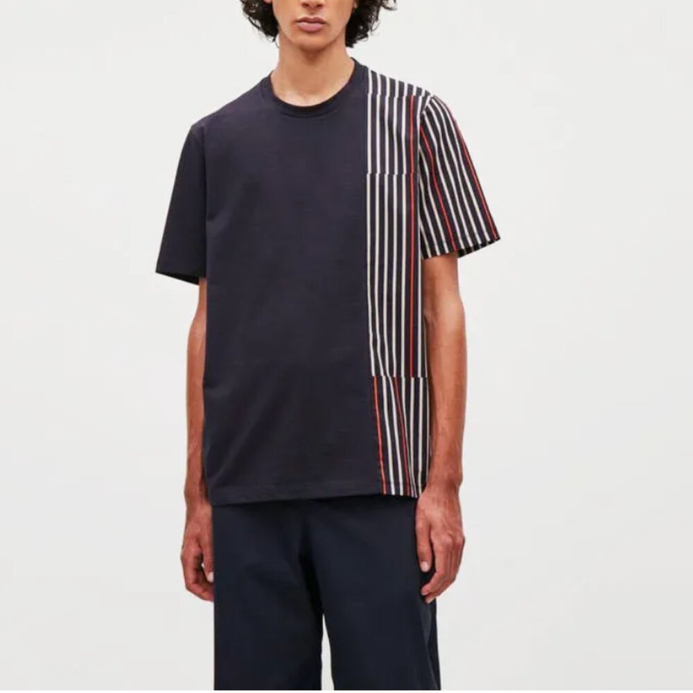 COS Oversized Striped Panel T-Shirt